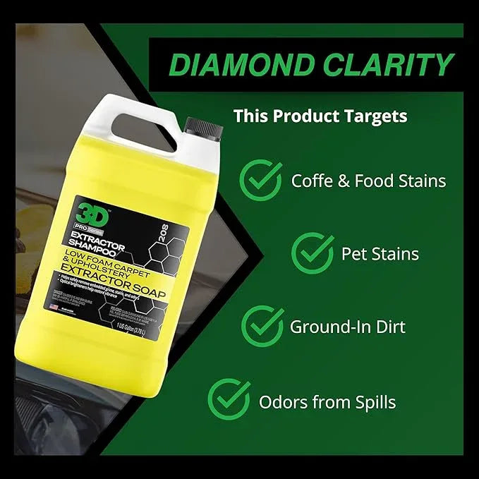 3D Extractor Carpet Cleaner Shampoo for Machine Use - Upholstery Cleaner, Stain Remover & Odor Eliminator - Low Foam, No Residue Formula 1 Gallon - NeatNest