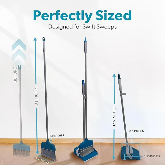 BLACK+DECKER Butler Broom & Dustpan Set - Stand-Up Design - Lightweight, Space-Saving Combo for Kitchen, Living Room, Bathroom, Lobby Floors - Home Cleaning Essential, Ocean Blue - NeatNest