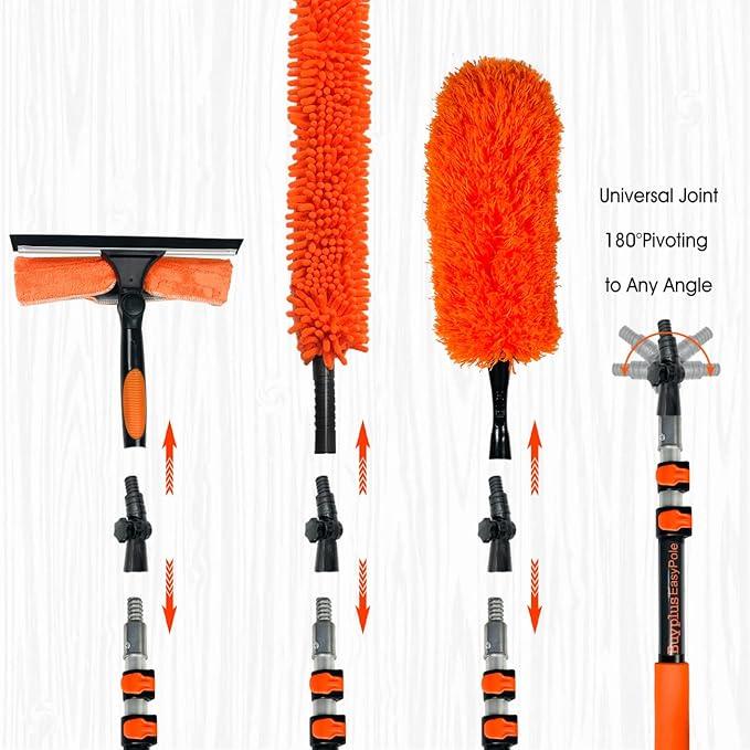 Buyplus 26FT Reach Dusting Kit, Long Duster with 5-20FT Extension Pole for High Ceilings, Cobweb Duster, Microfiber Duster, Window Squeegee, Extendable Duster Cleaning Kit - NeatNest