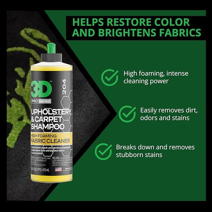 3D Upholstery & Carpet Shampoo - High Foam Stain Remover & Odor Eliminator Shampoo 16oz. - NeatNest