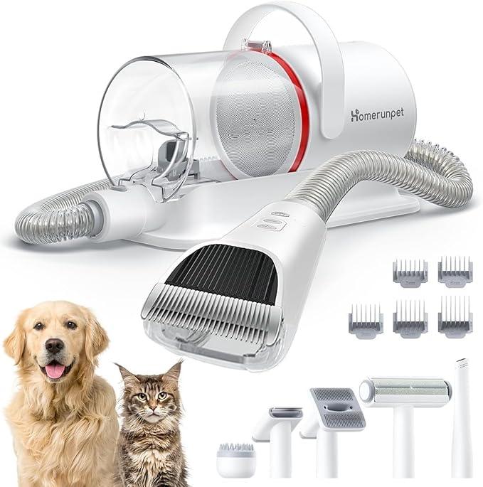 HomeRunPet Ultra Quiet Dog Grooming Vacuum, 12000Pa Suction, 6-in-1 Pet Clipper Kit for Dogs & Cats, Low Noise, Pet Friendly - NeatNest