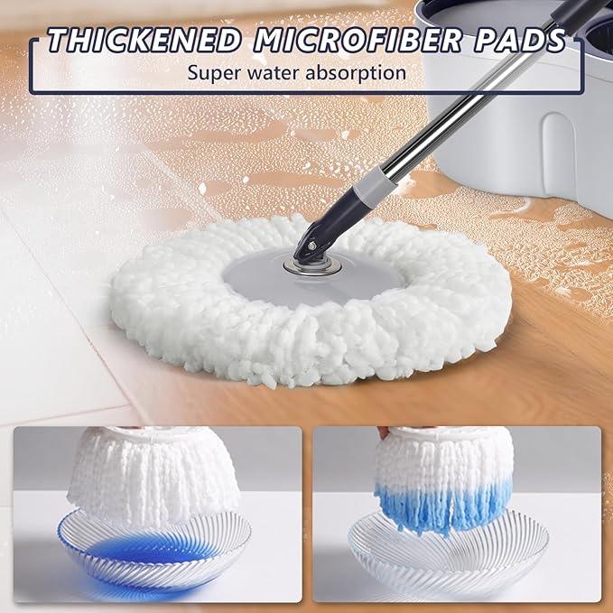 Spin Mop and Bucket Set,Masthome EasyWring Microfiber Spin Mop with 3 Mop Pads,Pedal Spinning Mops and Bucket with Wringer Set for Floor Cleaning - Home & Office Suitable - NeatNest