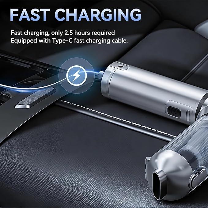 Car Vacuum Cleaner High Power 20000Pa – Cordless Handheld Mini Vacuum & Air Duster for Car Detailing, 3-Speed Brushless Motor, 6000mAh Battery (Purple - Fast Charging Edition) - NeatNest
