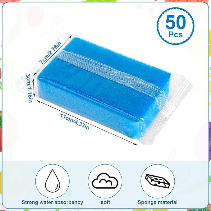 50 Pcs Individually Wrapped Sponges, Uncompressed Non Scratch Scrouing Sponges for Household Cleaning Dishes Kitchen Airbnb Apartment Car Bike Blue - NeatNest