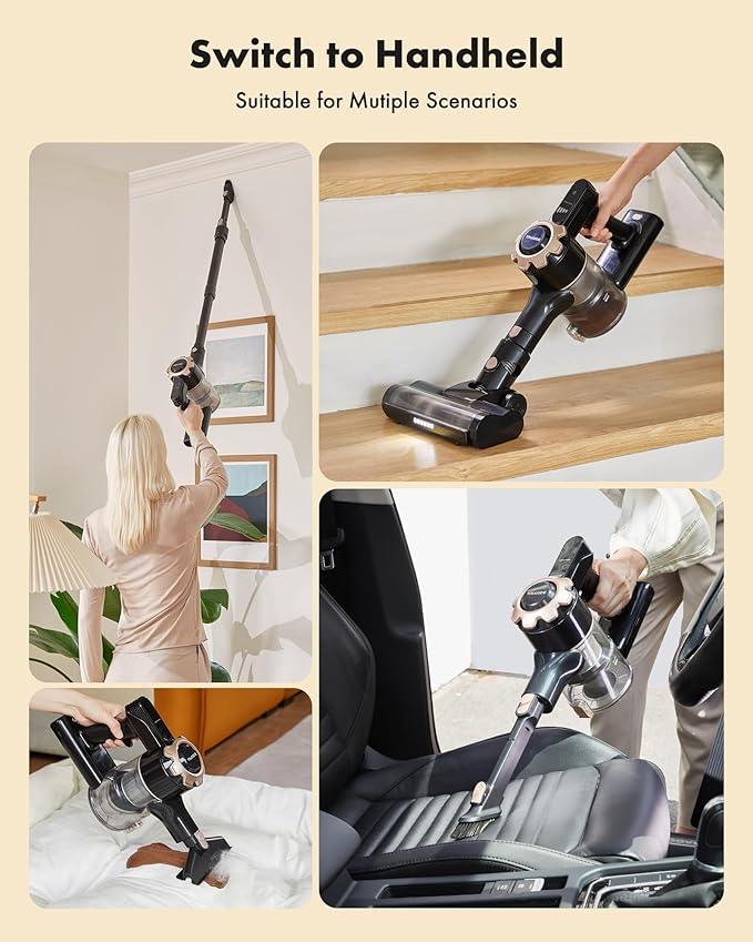 Trucozie Cordless Vacuum Cleaner, 8-in-1 Lightweight Stick Vacuum with 45mins Runtime, Powerful Suction, Vacuum Cleaners for Home, Hardwood Floors, Carpet, Pet Hair, Black - NeatNest
