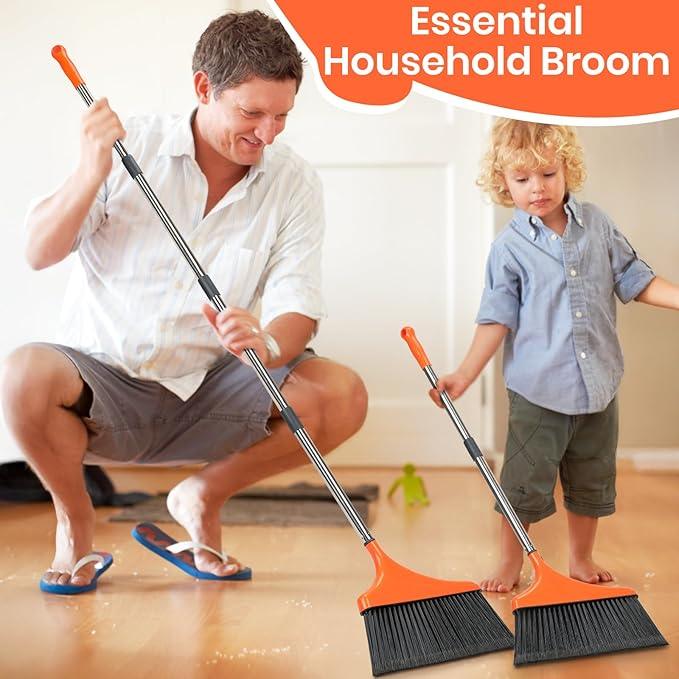 Heavy-Duty Angle Broom for Floor Cleaning with 52" Long Handle Stiff Bristle Angle Commercial and Industrial Broom, Indoor Outdoor Broom for Garage Kitchen Office Lobby Patio - NeatNest