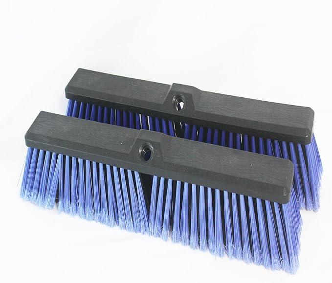 FRAXIR 2PCS Push Broom Head Outdoor Large Stiff Bristle Broom Head - Excellent Cleaning Performance - Easy Installation Broom Head(Blue, 18 inches) - NeatNest