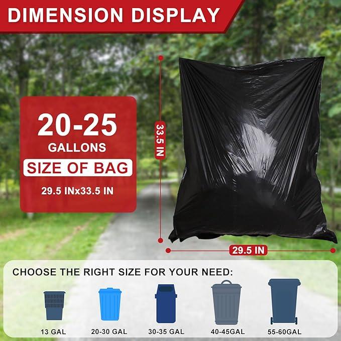 Black Trash Bags 20-25 Gallon 120 Count - 30" x 33" Large Kitchen Garbage Bags, 20+ Gallon Trash Can Liners Unscented, Multipurpose for Home, Office, Daily Household Use - NeatNest