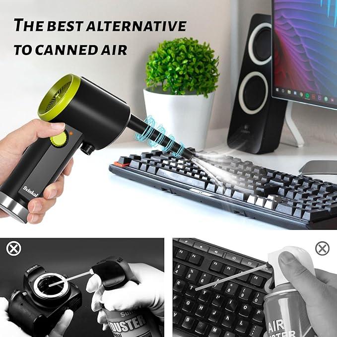Compressed air Duster Electric, Computer air Blower Gun, air Blower for Computer Keyboard, Cordless air Duster, for Cleaning Camera Toys Greenery Computer Keyboard, etc（Brushless Motor） - NeatNest