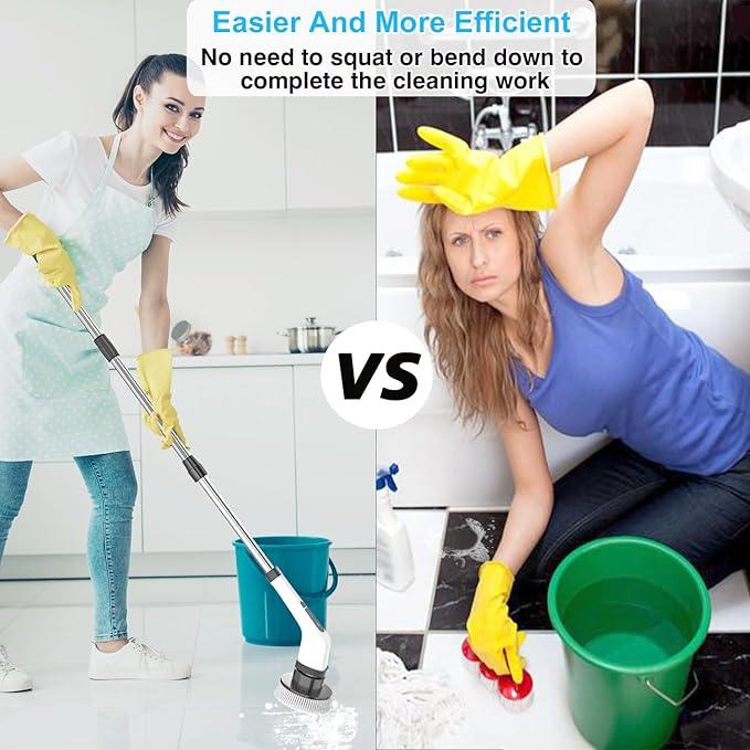 MGLSDeet Electric Spin Scrubber Scrub Brush, Rechargeable Cleaning Brush with 8 in 1 Replaceable Brush Heads, Cordless Power Spin Scrubber 90Mins for Bathroom Shower Bathtub Glass Car - NeatNest