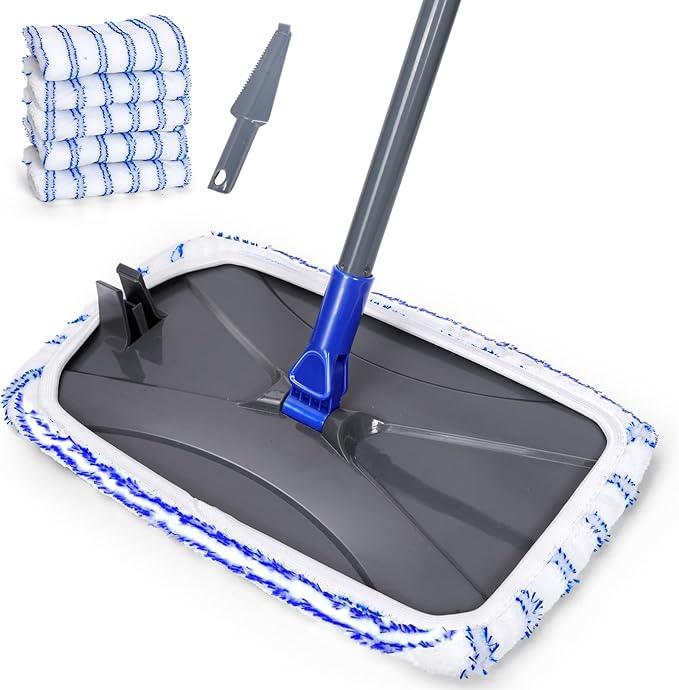 Masthome Microfiber Mop,Large Surface Flat Mop with 5 Reusable Pads,Hardwood Floor Mops for Dry and Wet Use,Microfiber Mops for Floor Cleaning-1 Cleaning Scraper Included - NeatNest