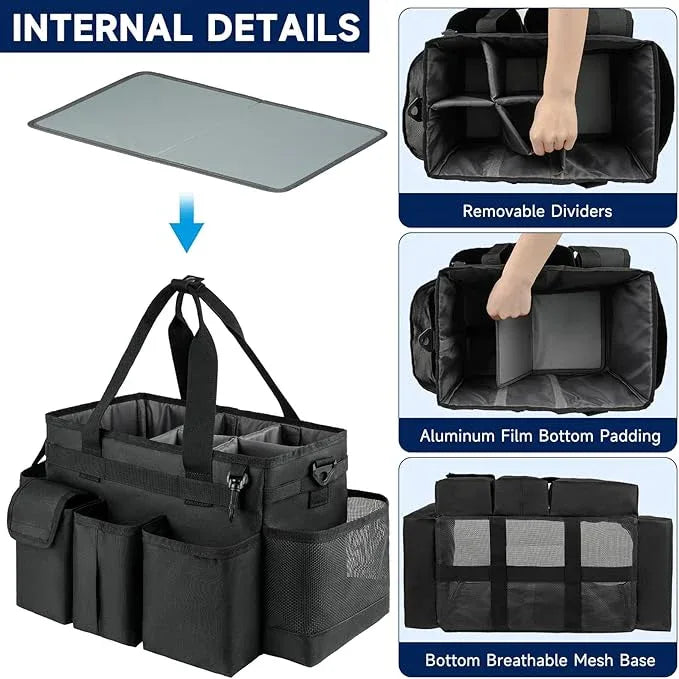 Cleaning Caddy,Cleaning Bag for Housekeepers,Cleaning Supplies Organizer with Handle,Black - NeatNest