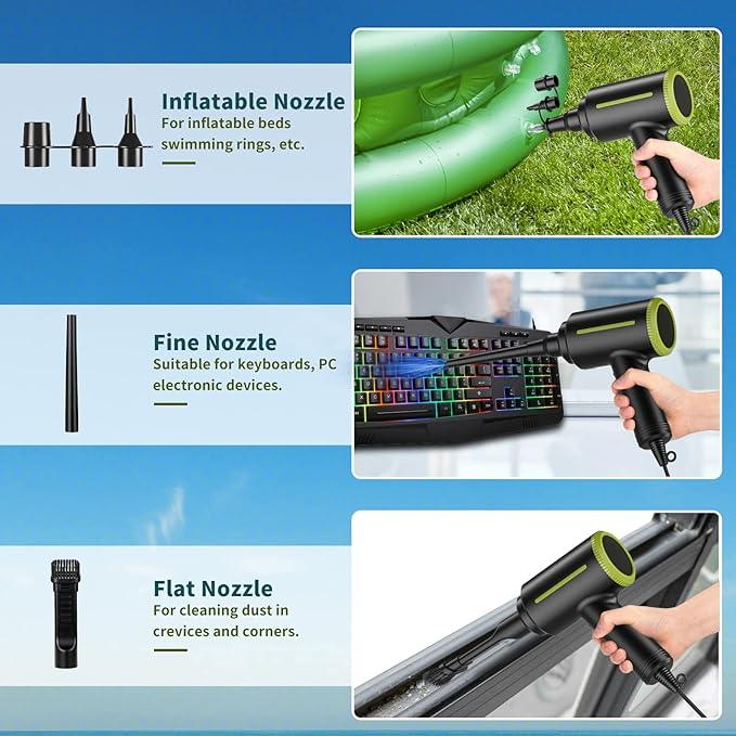 DOROBEEN Compressed Electric Air Blower, Handheld 500W 40000RPM Powerful Cored Air Duster for Computer Keyboard Electronics Cleaning - NeatNest