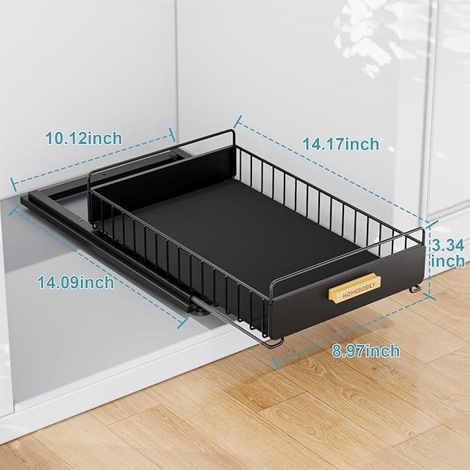 Under Sink Organizer, Kitchen Under Sink Organizers and Storage, Mute Pull Out Cabinet Organizer Shelf, Metal Sliding Drawer for Kitchen Bathroom Pantry Cabinet Closet Organization Rack, Black - NeatNest