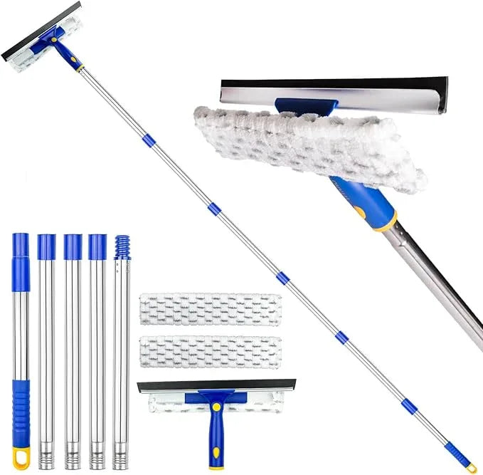 ITTAHO 81" Window Squeegee Cleaner, 2 in 1 Window Cleaning Tool Kit,Shower Squeegee with Extension Pole, Glass Cleaning Tools for Shower Glass, Indoor/Outdoor High Window Cleaning-Two Pads - NeatNest