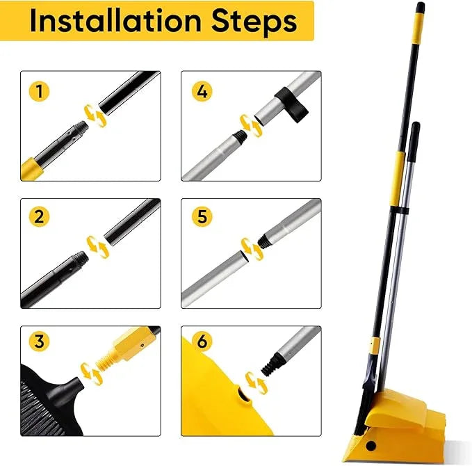 Yocada Commercial Broom and Dustpan Set with Windproof Cover Commercial Outdoor Indoor 2 Plus 1 for Courtyard Garage Lobby Mall Market Floor Home Kitchen Room Office Pet Hair Rubbish - NeatNest