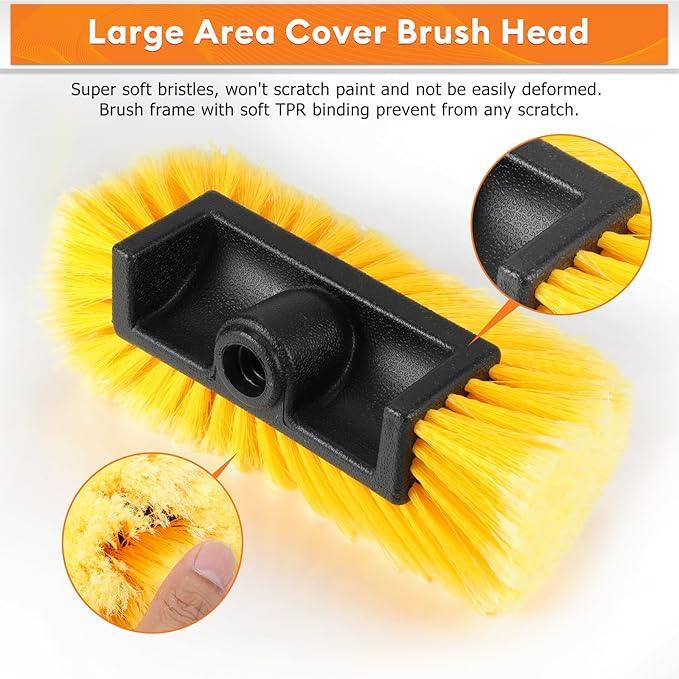 Car Wash Brush,12FT Car Wash Brush with Long Handle, Car Cleaning Brush 10-Inch Soft Bristles, 3-12Foot Telescopic Pole for Scratch-Free Cleaning Truck,RV, Boats,House Siding,Floors,Solar Panels - NeatNest
