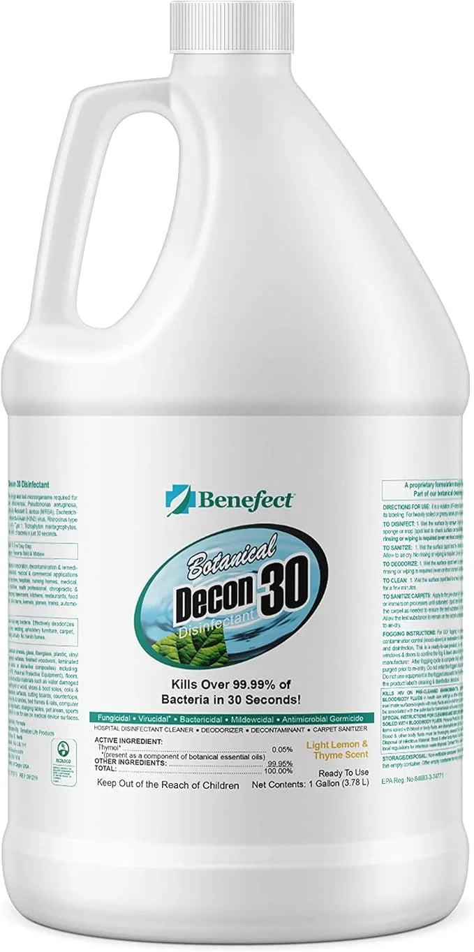 Benefect Botanical Decon 30 Disinfectant Cleaner - All Natural Formula for Effective Cleaning Power - Ideal for Restoration Jobs & Water Damage - 20476 - 1 Gallon - NeatNest