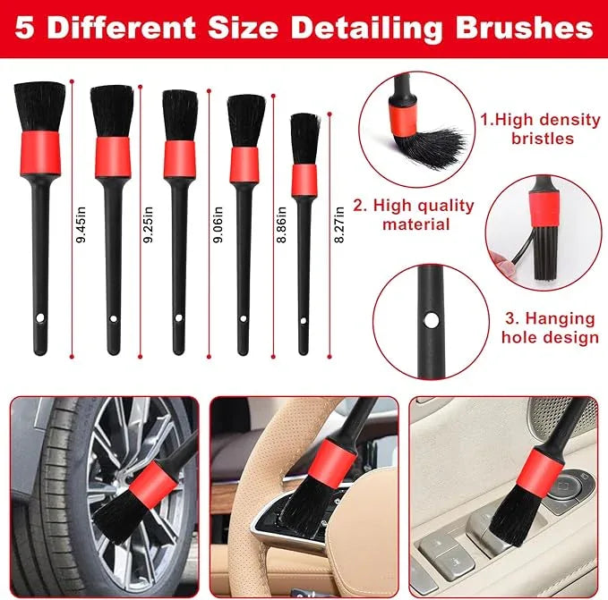 Viewsun Windshield Cleaner Tool, 17Pcs Red Car Interior Cleaning Kit, Car Detailing Kit Interior Cleaner, Car Detailing Brushes, Car Cleaning Gel, Inside Cleaning Supplies Accessories for Women Girls - NeatNest