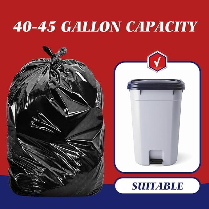 Teivio 40-45 Gallon Large Black Trash Bags 100 Counts All Purpose Trash Bags,39,40,42,44,45 Gal,Heavy Duty Garbage Bags,For Industrial, Commercial, Construction, Outdoor, Lawn, Leaf, Can liners - NeatNest