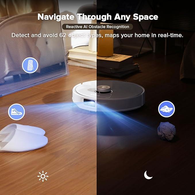 roborock Qrevo Curv Robot Vacuum and Mop, 18,500Pa Suction, Zero-Tangling, AdaptiLift Chassis, FlexiArm Technology, Hot Water Mop Washing & Dock Self Cleaning, Al Obstacle Recognition - NeatNest