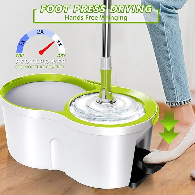 Spin Mop Bucket System,Masthome 360°Spin Mop and Bucket with Wringer Set,EasyWring Microfiber Mop with 3 Mop Pads,Spinning Floor Cleaning System for Floor Cleaning - Home & Office Suitable - NeatNest