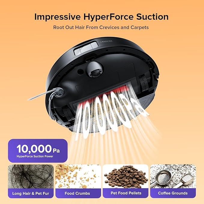 roborock Q10 S5 Robot Vacuum and Mop Cleaner, 10000Pa HyperForce Suction, Dual Anti-Tangle System, Auto-Lifting Mop, ReactiveTech Obstacle Avoidance, App Control, for Pet Hair and Carpet, Black - NeatNest