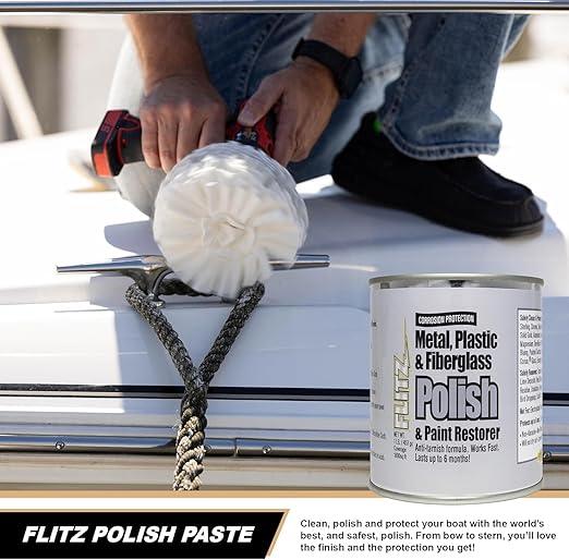 Flitz Multi-Purpose Metal Polish Paste - 1lb Can of USA-Made Chrome Polish - Works on Stainless Steel, Aluminum, Plastic, Jewelry and Cars - Non-Abrasive Cleaner & Rust Remover (1 Pack) - NeatNest