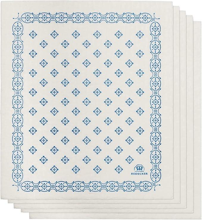 Redecker Reusable Cellulose Dishcloth, Bulk Set of 5, Eco-Friendly and Biodegradable Sponge Cleaning Cloths, Machine Washable, Durable, Absorbent, No Odor, Made in Germany - NeatNest