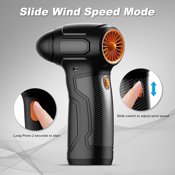 Compressed Air Duster - 200,000RPM Electric Air Duster, Canned Air Blower Alternative for PC, Keyboard, Building Toys, Campfire, Leaf, Home Cleaning (Orange) - NeatNest