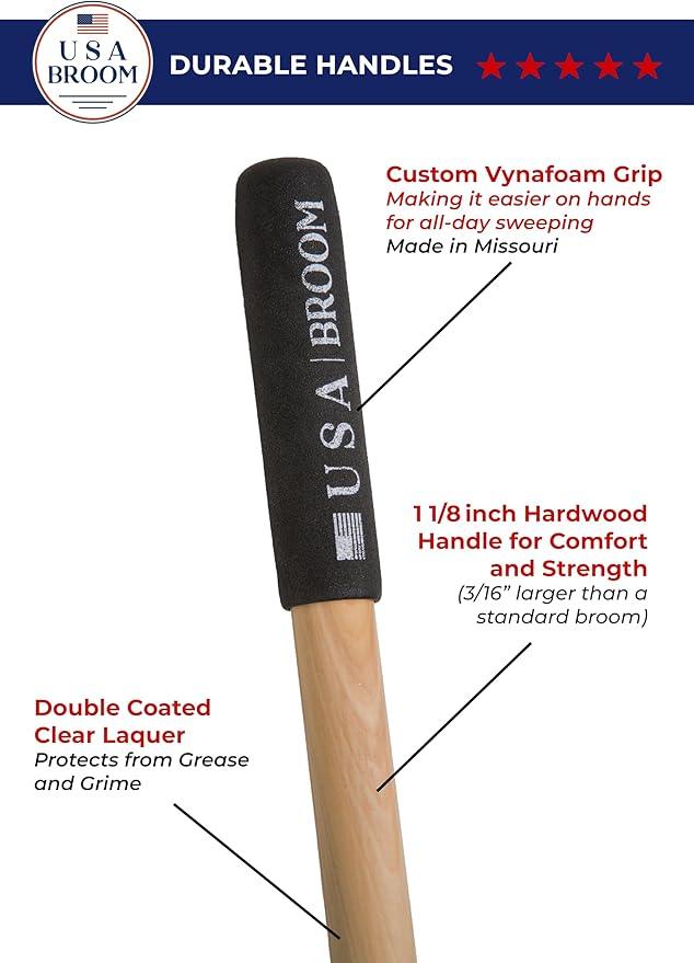 36" Heavy Duty Outdoor Push Broom with 60" Handle. Ideal for Ashpalt, Concrete & Heavy Debris. Durable American Made Steel Brackets-Stainless Steel Hardware. No Plastic. 100% Made in The USA. - NeatNest