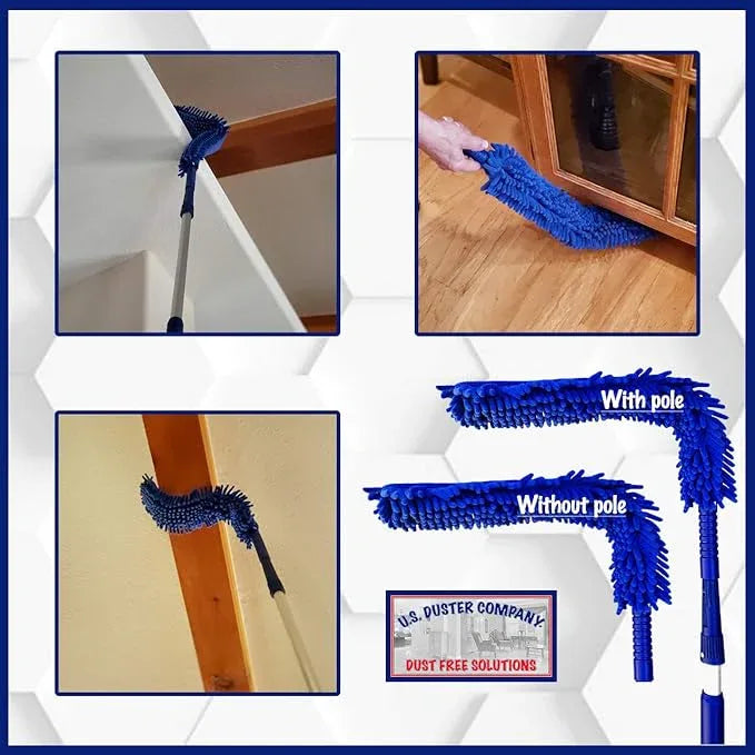 Webster Cobweb Duster and Spider Web Kit, Reach High Ceilings 18 To 20 Foot With Extension Pole and 3 Multi Use Heads - NeatNest