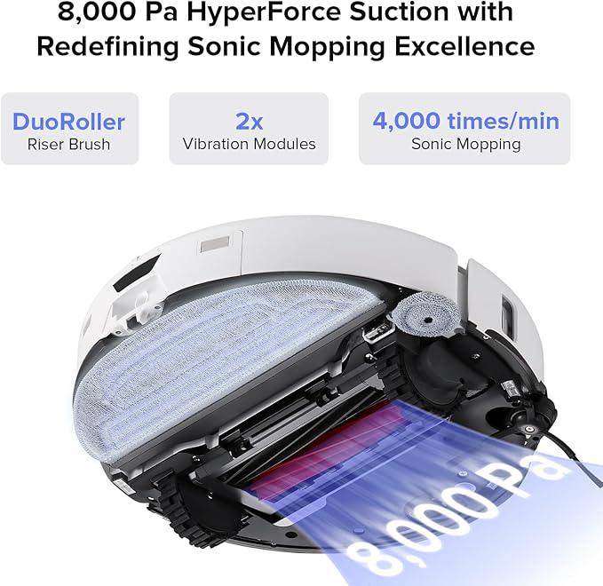 roborock S8 Max Ultra with Auto Water Refilling and Drainage System Robot Vacuum and Mop, FlexiArm Design, Smart Dirt Detection, Self-Emptying, 8000Pa Suction for Various Floors, Pet Hair, White - NeatNest