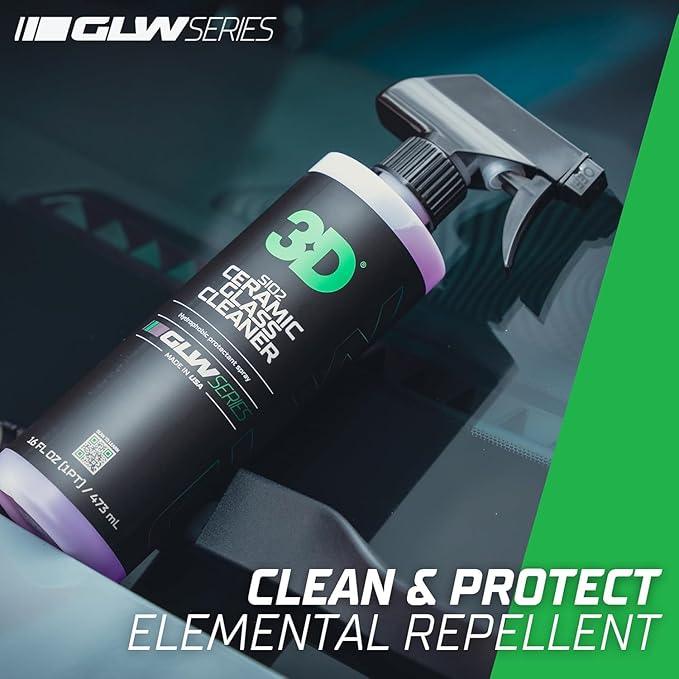 3D SiO2 Ceramic Glass Cleaner, GLW Series | Water & Rain Repellent | All-Weather Protective Ceramic Glass Cleaner | Safe for Tinted, Non-Tinted Windows & Mirrors | DIY Car Detailing | 16 oz - NeatNest