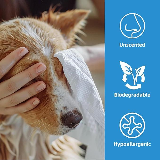 Pet Grooming Wipes for Dogs & Cats, 400 Count, 8"x8" Ultra Thick & Soft, Unscented, Hypoallergenic Formula, Safe on Coat, Paws, Ears, Bum & Sensitive Skin - NeatNest