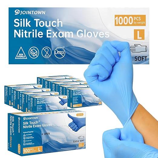 Nitrile Exam Gloves, 3.5-Mil Blue Disposable Latex-Free, Extra Soft Medical Gloves Large Case Of 1000, Powder Free for Medical, Cleaning, Cooking, Esthetician, Food-Safe, L - NeatNest