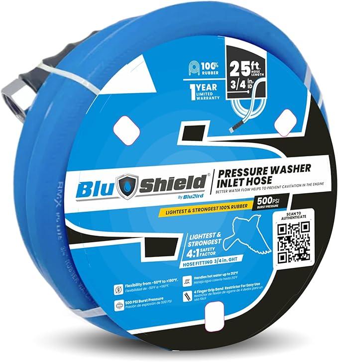 BluShield 3/4" Pressure Washer Inlet Hose with GHT Fittings (25 Feet) - NeatNest