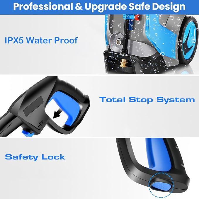 Pressure Washer 5000PSI Power Washers with M22-14mm Pressure Hose 33FT, Power Sprayers High Pressure with 1/4" QC Compatible Surface Cleaner for Home Cars Driveways, Blue - NeatNest