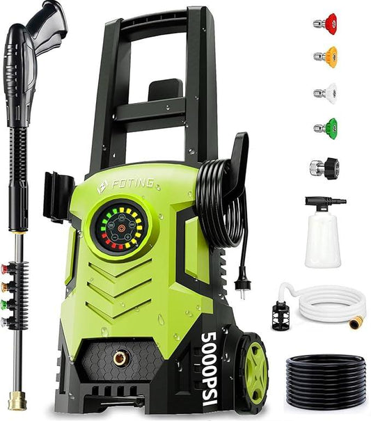 2025New Pressure Power Washer with 4 Quick Connect Nozzles, Inlet Hose & Filter, Foam Cannon for Cars/Fences/Driveways/Patios/Home Cleaning 5000PSI - NeatNest