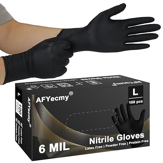 Disposable Nitrile Gloves, Chemical Resistant, Powder and Latex Free, Food Safe, Black Heavy Duty Gloves, 6 Mil, 100 Count, Large - NeatNest