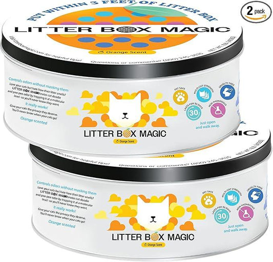 Litter Box Magic Cat Litter Deodorizer Jar (Orange Scent, 16 Oz, Pack of 2) - Cat Litter Odor Control Gel In A Jar - Cat Litter Box Pet Air Freshener - Litter Odor Eliminator to Freshen Air - NeatNest