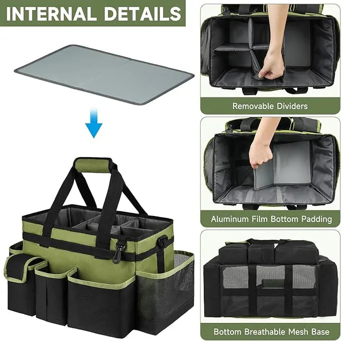 Cleaning Caddy,Large Cleaning Bags for Housekeepers,Cleaning Supplies Organizer with Handle,Green - NeatNest