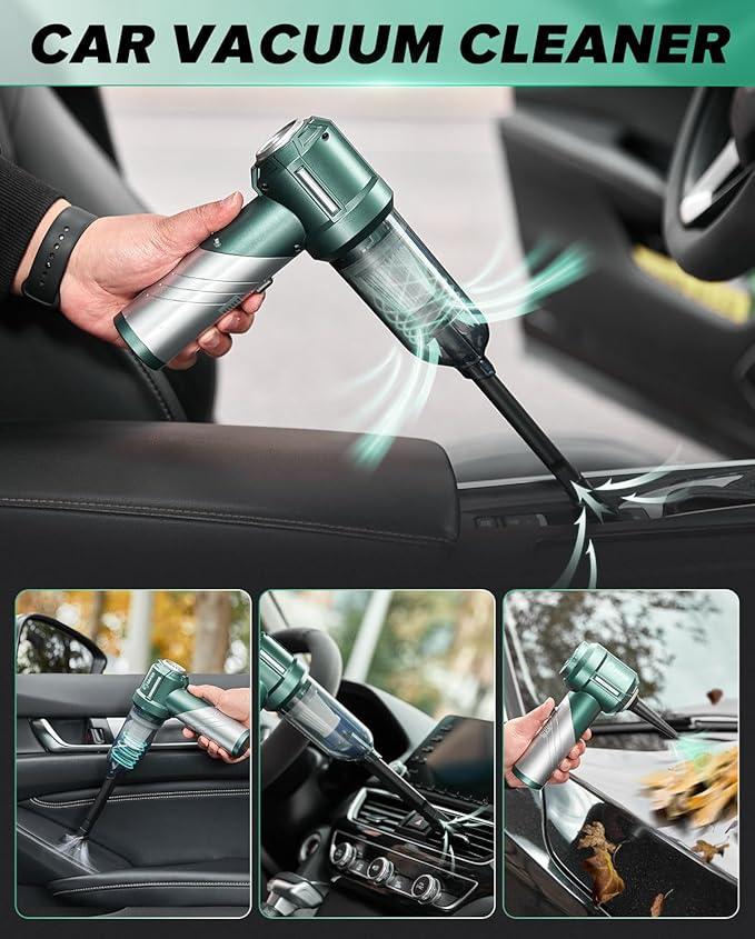 Saker Foldable Handheld Car Vacuum Cleaner Portable Cordless, 17000PA High Power Mini Vacuum Cleaner and Air Duster with Brushless Motor for Home,Cars,Office Cleaning HL133 Olive Green - NeatNest