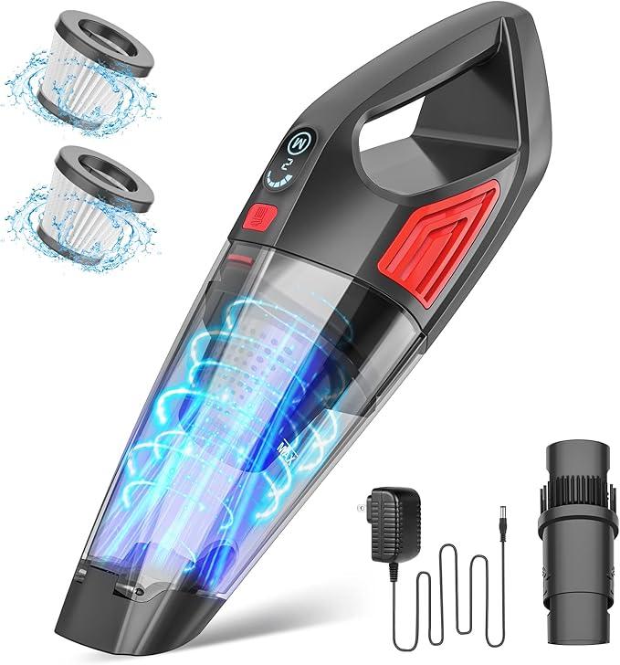 Handheld Vacuum Cordless Cleaner,Powerful Portable and Dust Buster Hand Vcauum Rechargeable with Large-Capacity Battery for CarPetOfficeHome (Red) - NeatNest