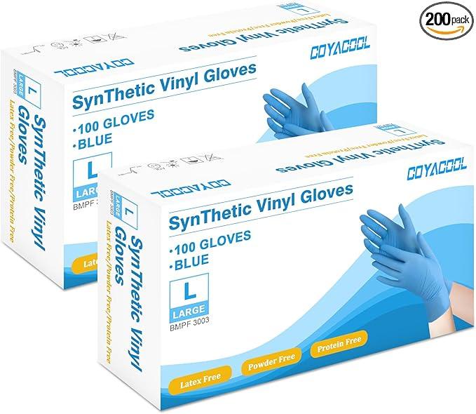 Disposable Gloves Large, Nitrile and Vinyl Blend Material Gloves, Latex Free 4 Mil 200 Pc Food Grade Glove for Cleaning, Food Prep,Hair Dye,Tattoo, Blue - NeatNest