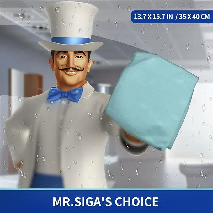 MR.SIGA Ultra Fine Microfiber Cloths for Glass, Pack of 6, 35 x 40 cm 13.7" x 15.7" - NeatNest
