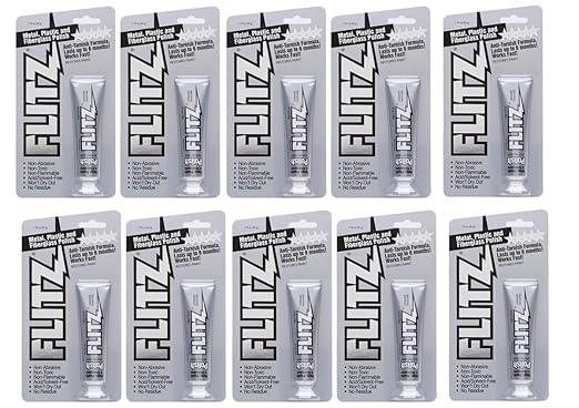 Flitz Multi-Purpose Metal Polish Paste - 1.76oz Tube of USA-Made Chrome Polish - Works on Stainless Steel, Aluminum, Plastic, Jewelry and Cars - Non-Abrasive Cleaner & Rust Remover (10 Pack) - NeatNest
