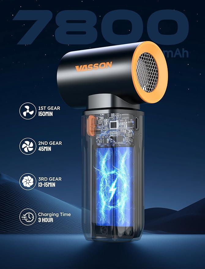 Compressed Air Duster, 260000RPM Cordless Electric Air Blower with Brushless Motor, 3-Speed Adjustable & Rechargeable – Powerful Dust Cleaner for Keyboard, Computer, Car, Outdoor, Air Bed - NeatNest