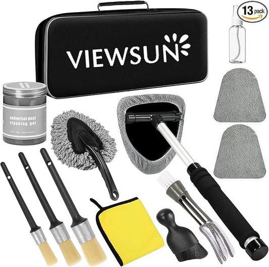 Viewsun Windshield Cleaner Tool, 13Pcs Car Interior Cleaning Kit, Car Detailing Kit Interior Cleaner, Car Detailing Brushes, Car Cleaning Gel, Inside Cleaning Supplies Accessories for Women Men - NeatNest