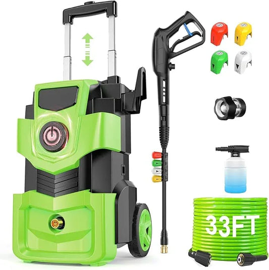 Pressure Washer 5000PSI Adjustable Pressure Power Washers Powered with 33ft Hose, 4 Nozzle and Foam Cannon, Powerwashers Cleaner Machine for Home, Cars, Green - NeatNest